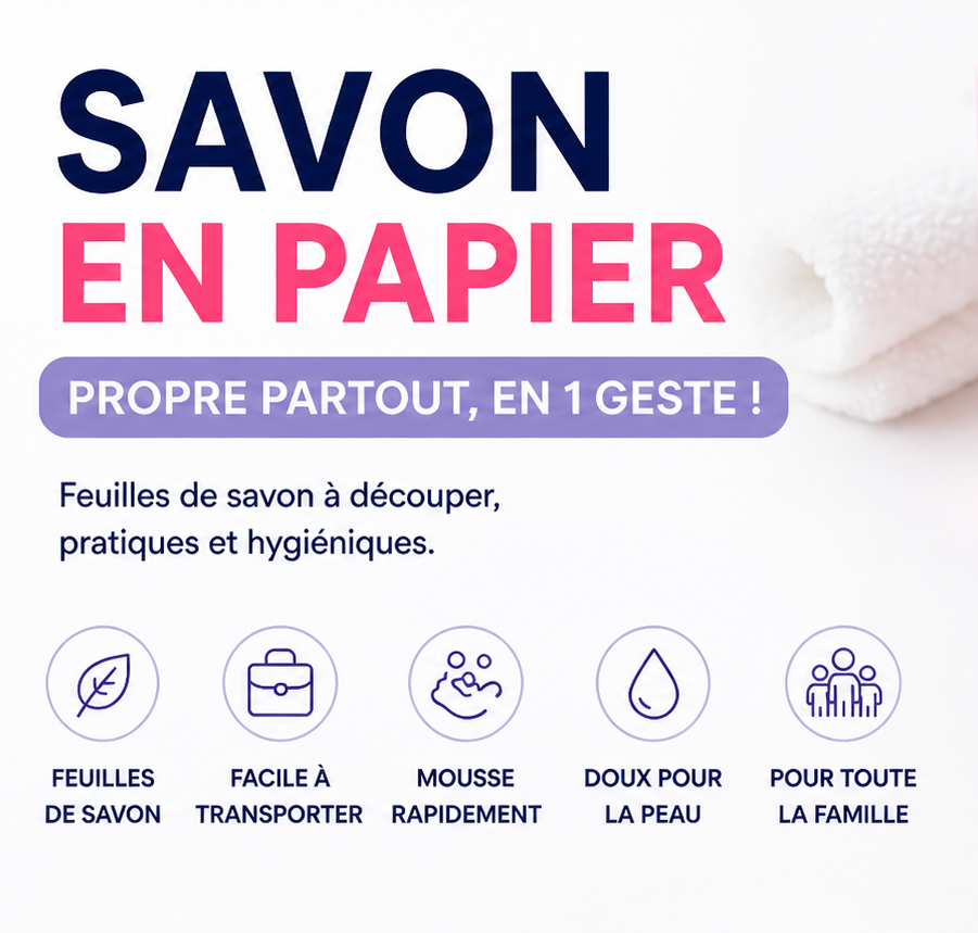 🧼 Savon Papier Portable - Hygiène partout, simplement