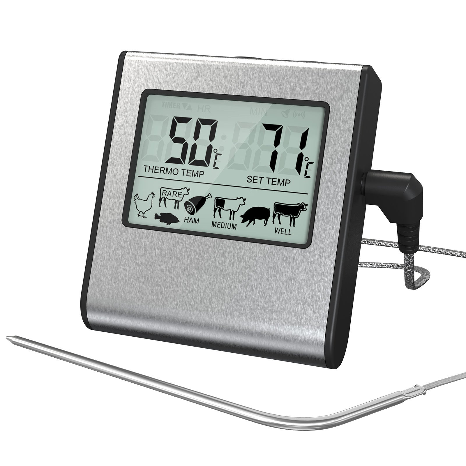 Thermomètre de cuisson aimanté avec sonde – Four, BBQ, pâtisserie